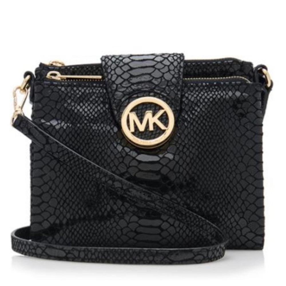 Michael Kors Black Python Embossed Leather Crossbody Black Snakeskin - Picture 14 of 14